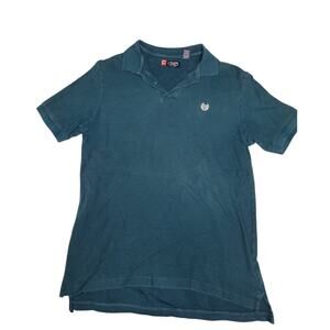 VTG CHAPS MensTeal Green Short Sleeve Collared Polo Shirt 100% Cotton Size M